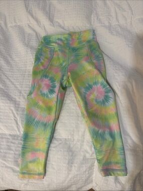 Kids Pastel Tie-Dye Leggings - Green Pink Blue